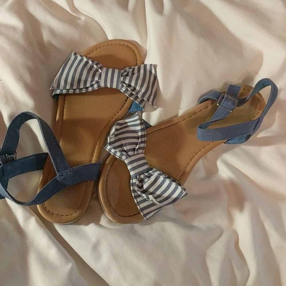 Blue and white sandals